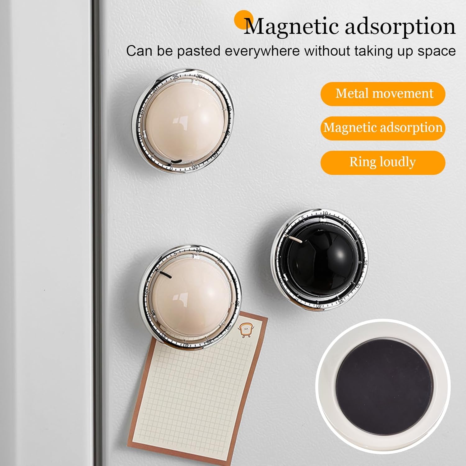 Mechanical Kitchen Timer, Magnetic Fridge Timer, Countdown Timer, Beige Planet Shape, 60 Minute Kitchen Timer, Alarm Clock for Cooking, Fitness, Baking, Baking, Classroom