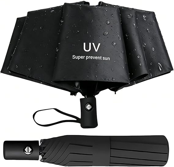 Travel Essentials Umbrella Windproof Compact Collapsible Light, Automatic, Strong and Portable, Wind Resistant Folding Small Umbrella for Rain