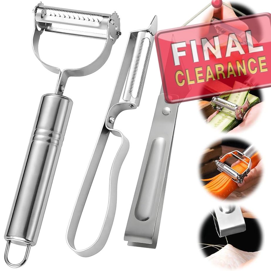 3Pcs Julienne Peeler Set, Stainless Steel Vegetable Peeler Julienne Slicer, Kitchen Vegetable Peeling Tool for Veggie Fruit Carrot
