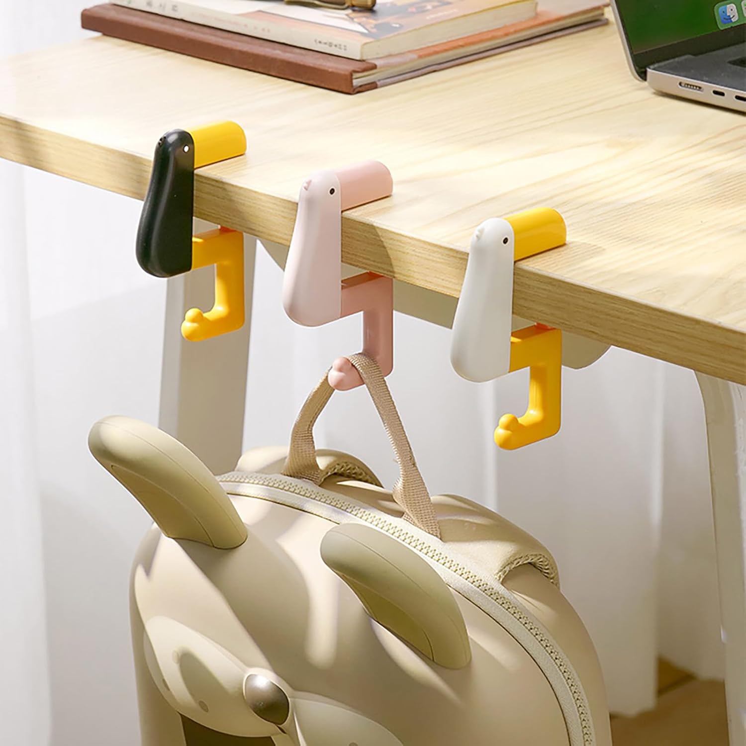 【Clearance Sale】Portable Duck Shaped Detachable Non-Slip Folding Table Hook – No-Drill Purse Hanger & Bag Clamp for School/Office Desk Storage & Organization
