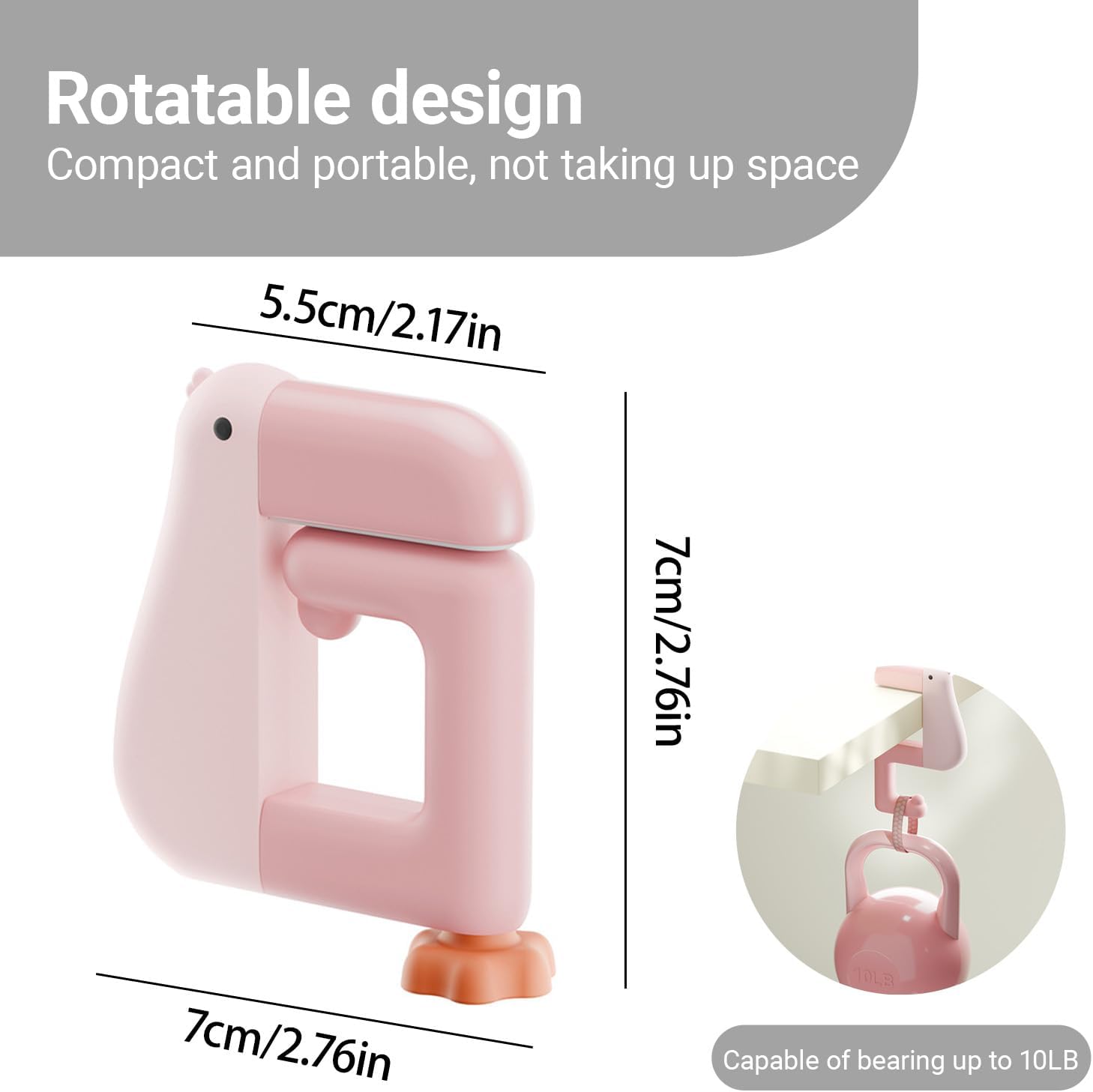 【Clearance Sale】Portable Duck Shaped Detachable Non-Slip Folding Table Hook – No-Drill Purse Hanger & Bag Clamp for School/Office Desk Storage & Organization
