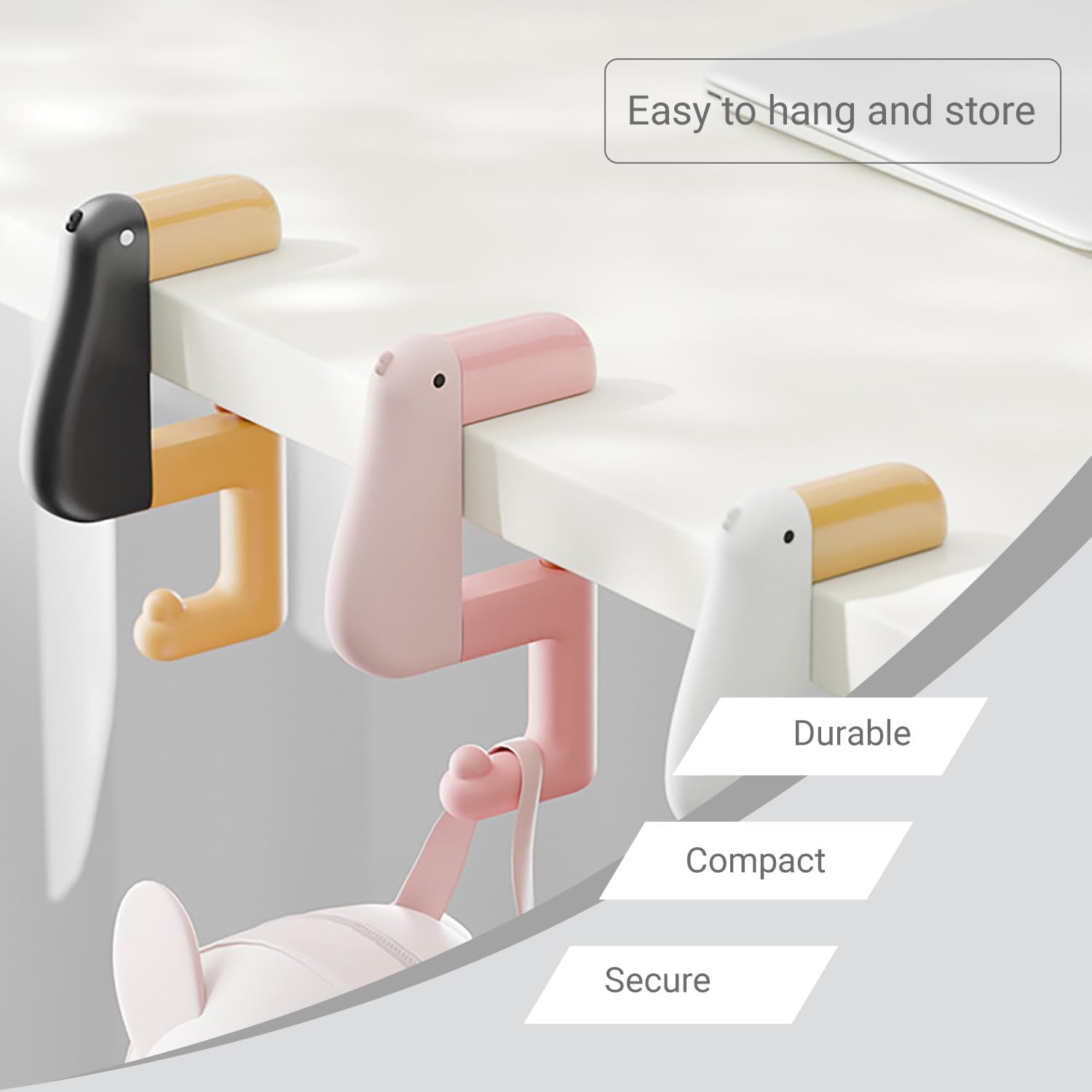 【Clearance Sale】Portable Duck Shaped Detachable Non-Slip Folding Table Hook – No-Drill Purse Hanger & Bag Clamp for School/Office Desk Storage & Organization