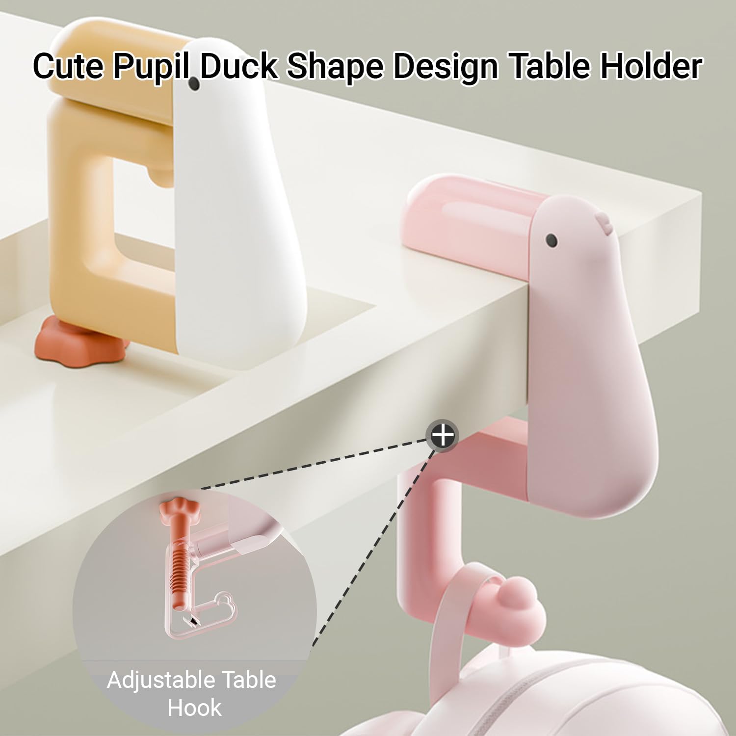 【Clearance Sale】Portable Duck Shaped Detachable Non-Slip Folding Table Hook – No-Drill Purse Hanger & Bag Clamp for School/Office Desk Storage & Organization