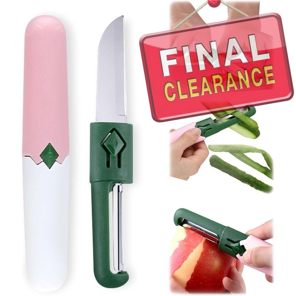 【Clearance Sale】2 in 1 Paring Peeler Knife Multifunctional Stainless Steel Peeler,Creative Fruit and Vegetable Dual-Use Peeler Knife, Outdoor Portable Safety Cover Peeling Fruit Peeler