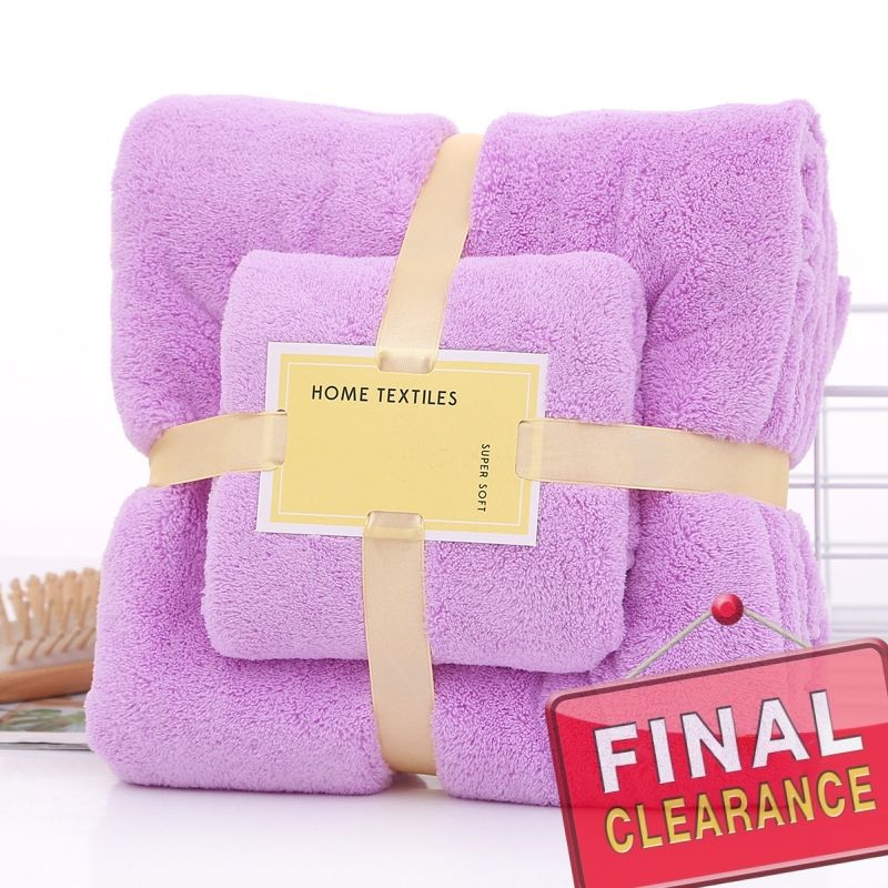 【Clearance Sale】Women's Large Bath Towels (140x70cm) Spa Body Wrap with Hand Towel (75x35cm) Set Lightweight Quick Dry Bathroom Hotel Towel Camping Towels Coral Velvet