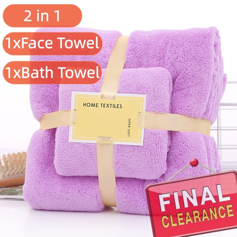 【Clearance Sale】Women's Large Bath Towels (140x70cm) Spa Body Wrap with Hand Towel (75x35cm) Set Lightweight Quick Dry Bathroom Hotel Towel Camping Towels Coral Velvet