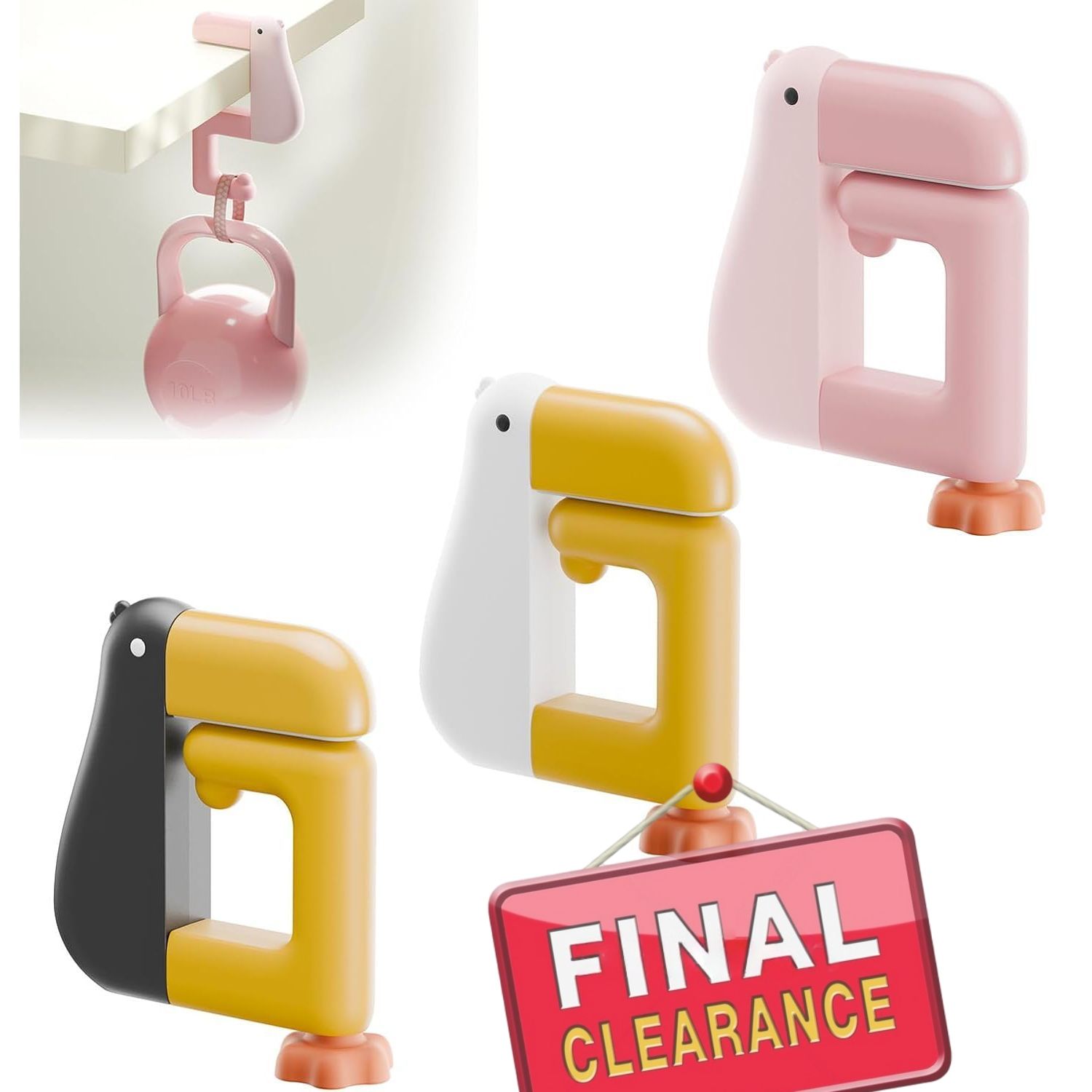 【Clearance Sale】Portable Duck Shaped Detachable Non-Slip Folding Table Hook – No-Drill Purse Hanger & Bag Clamp for School/Office Desk Storage & Organization