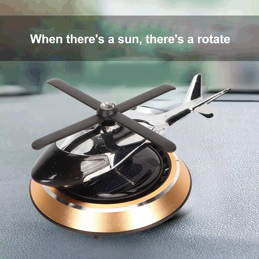 【Promotion】Helicopter Solar Car Air Freshener Rotation Aromatherapy Diffuser Ornament for Vehicles with Fragrance Tablet, Essential Oil,Anti-slip Mat for Car and Interior Decoration