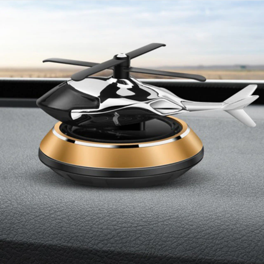 【Promotion】Helicopter Solar Car Air Freshener Rotation Aromatherapy Diffuser Ornament for Vehicles with Fragrance Tablet, Essential Oil,Anti-slip Mat for Car and Interior Decoration