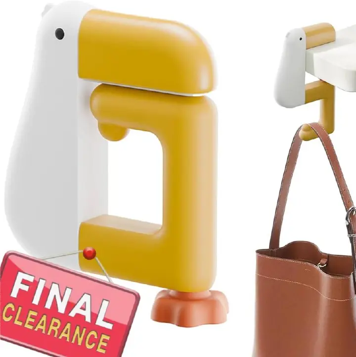 【Clearance Sale】Portable Duck Shaped Detachable Non-Slip Folding Table Hook – No-Drill Purse Hanger & Bag Clamp for School/Office Desk Storage & Organization