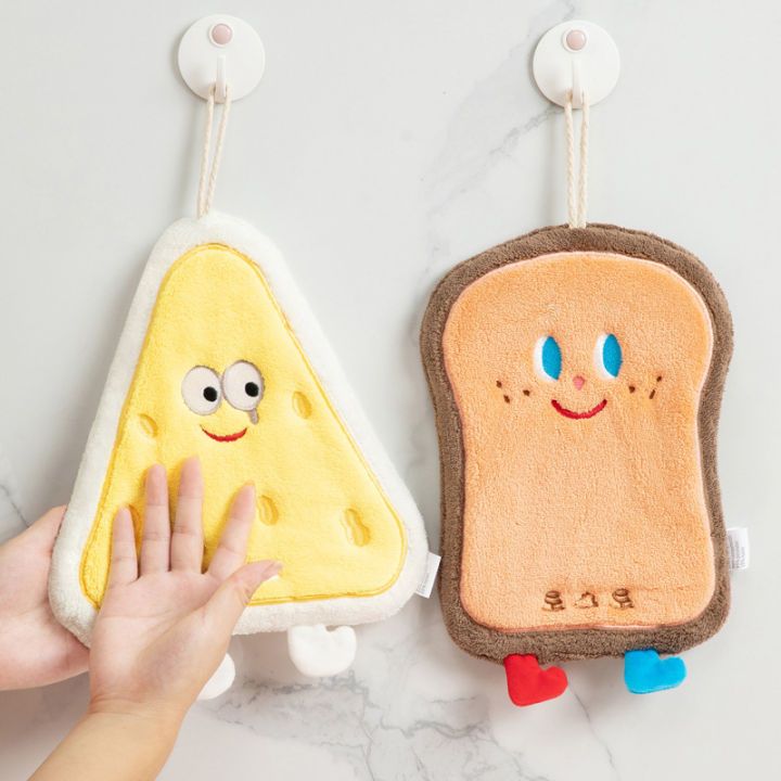 【Clearance Sale】Cute Baking Hand Towels, Bathroom Towels with Hanging Loop, Children Hand Towel Dessert, Microfiber Coral Fleece Absorbent Hand Towel for Kitchen Bedroom