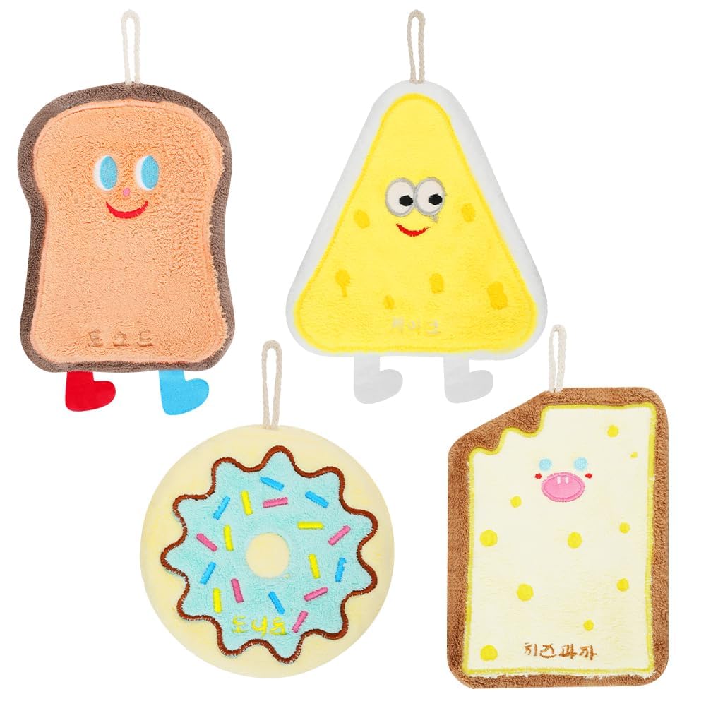【Clearance Sale】Cute Baking Hand Towels, Bathroom Towels with Hanging Loop, Children Hand Towel Dessert, Microfiber Coral Fleece Absorbent Hand Towel for Kitchen Bedroom