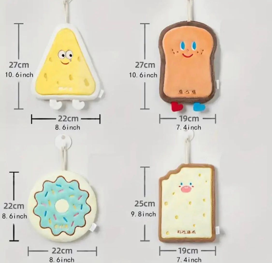 【Clearance Sale】Cute Baking Hand Towels, Bathroom Towels with Hanging Loop, Children Hand Towel Dessert, Microfiber Coral Fleece Absorbent Hand Towel for Kitchen Bedroom