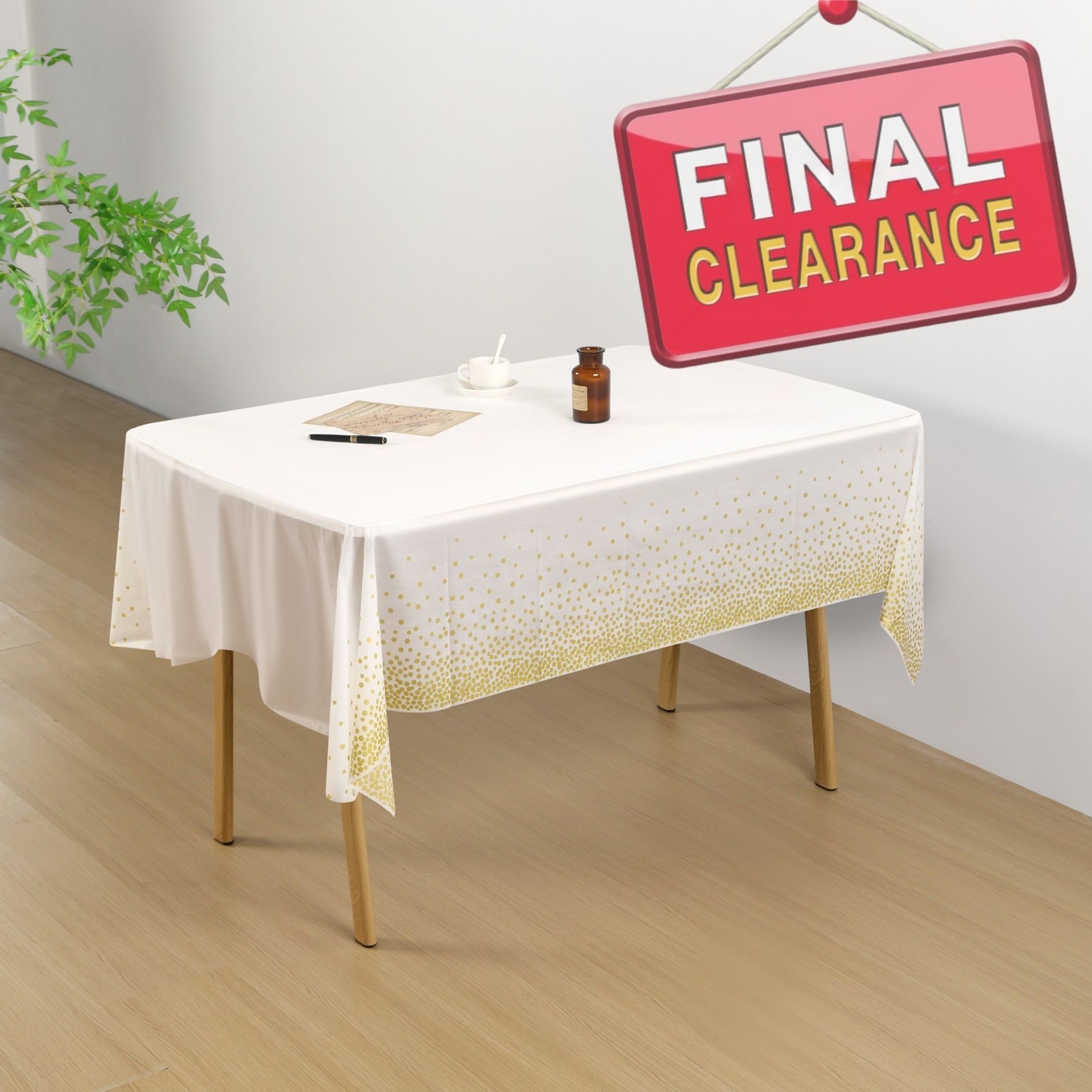 【Clearance Sale】PEVA Dot Tablecloth, White/Black PEVA Table Cloths for Parties Disposable, 137x274cm Waterproof Rectangular Camping Tablecloth for Birthday Party Picnic Baby Shower