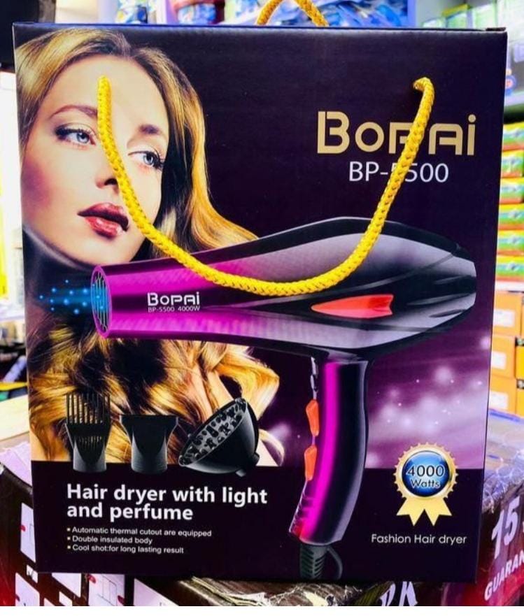 Bopai 4000w proffesional fashion hair dryer blowdry  with ionizer and concentrator nozzle