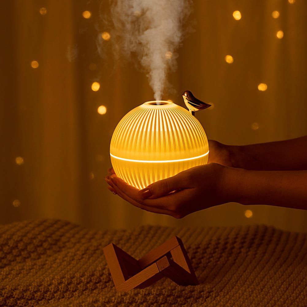 Lark Bird Ultrasonic Air Humidifier diffuser Maker Atomizer for Home / Office with wooden stand rechargable with 330 ml capacity