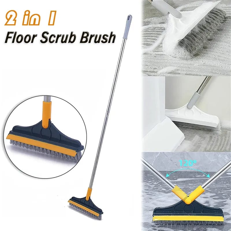 🧹 Heavy-Duty 3-in-1 V-Shaped Floor Scrubbing Brush, Broom & Squeegee