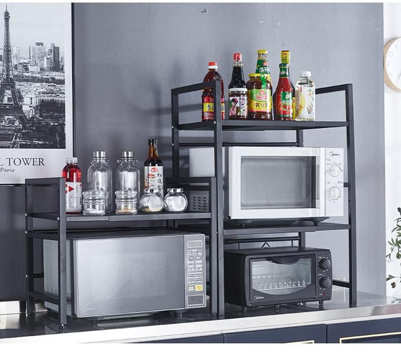 🍽️ Expandable Two-Layer Heavy-Duty Metallic Kitchen Microwave Stand/Organizer