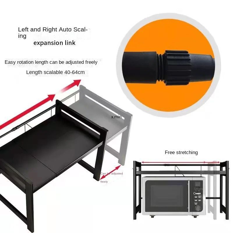 🍽️ Expandable Two-Layer Heavy-Duty Metallic Kitchen Microwave Stand/Organizer