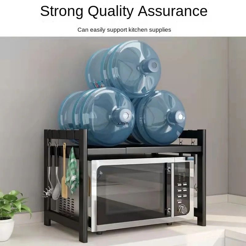 🍽️ Expandable Two-Layer Heavy-Duty Metallic Kitchen Microwave Stand/Organizer