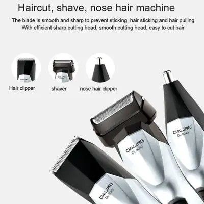 Original Daling 3-in-1 Grooming Kit – Electric Hair Clipper, Shaver & Nose Trimmer with Stainless Steel Blades