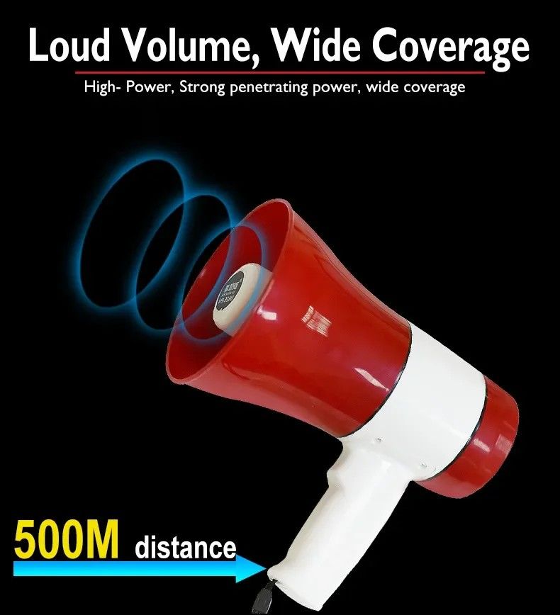 Original Handheld Megaphone – Loud Speaker with Siren, Recorder & USB Input, Rechargeable Battery