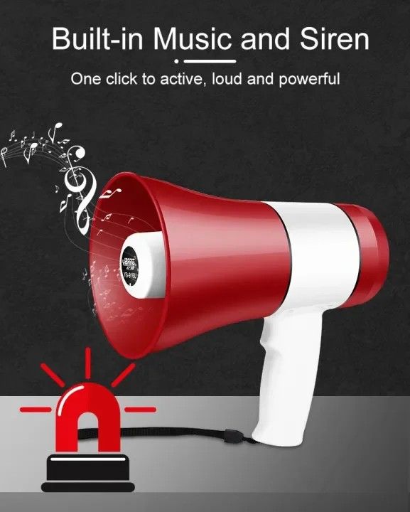 Original Handheld Megaphone – Loud Speaker with Siren, Recorder & USB Input, Rechargeable Battery