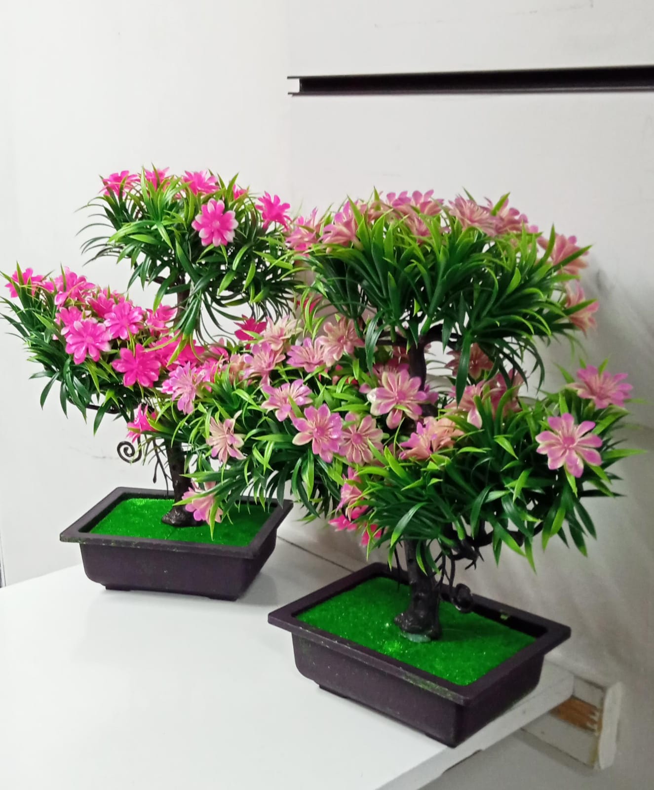 Artificial Bonsai Tree – 1Pc Faux Potted Plant for Home Office, Garden & Desk Decor | Low-Maintenance Artificial Flower Tree for Gifting, Desktop, Party & Interior Styling