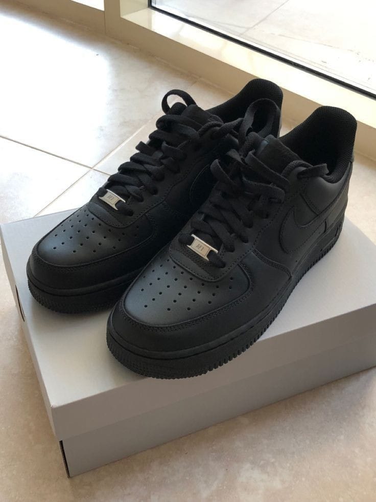 Air Force 1 Hard Leather Low Cut Black Grade 1 Airforce 1 High Quality Sneakers, Airforce 1 Unisex Shoes Affordable Men Women Sneakers