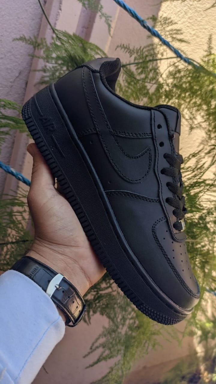 Air Force 1 Hard Leather Low Cut Black Grade 1 Airforce 1 High Quality Sneakers, Airforce 1 Unisex Shoes Affordable Men Women Sneakers
