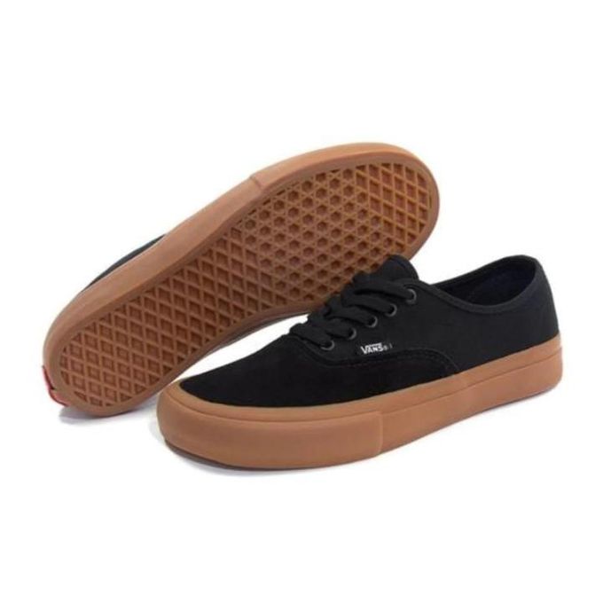 Vans Authentic Black Gum Low Top Canvas Shoes Men Women Casual Fashion Unisex Sneakers Old Skool Slip On Lace Up Brand New Original Shoes Imported