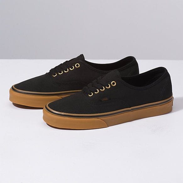 Vans Authentic Black Gum Low Top Canvas Shoes Men Women Casual Fashion Unisex Sneakers Old Skool Slip On Lace Up Brand New Original Shoes Imported
