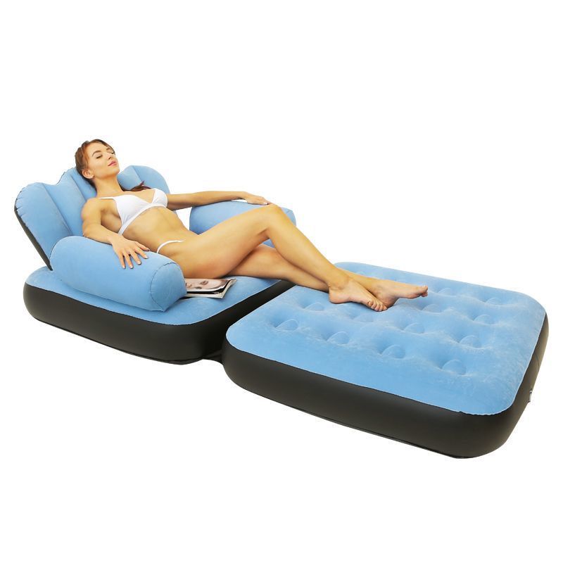 Versatile 5-in-1 Inflatable Couch & Sofa Bed – Lazy Lounger with L-Shaped Armrest, Pull-Out Single Bed, Perfect for Home, Dorm, or Travel
