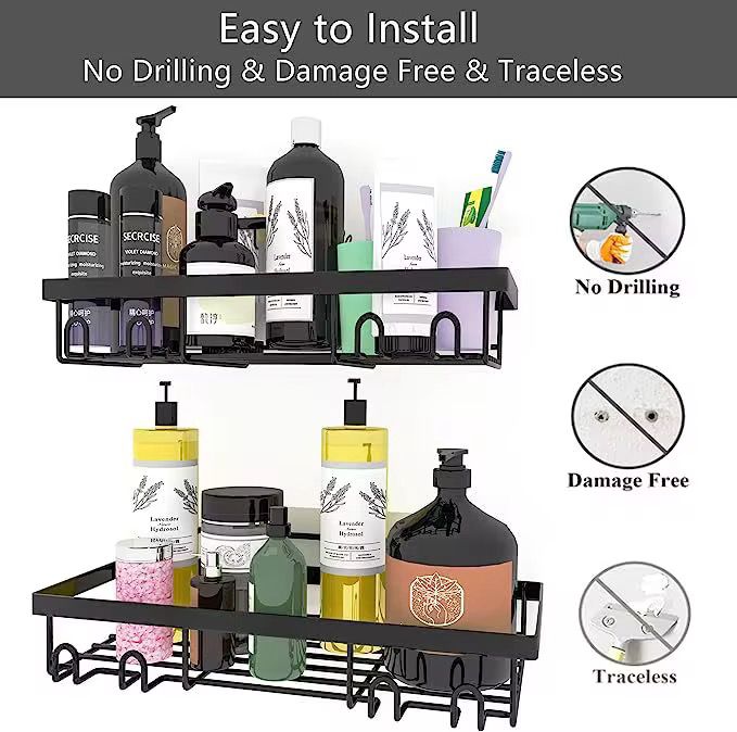 🛁 Multipurpose 2PCS Set Triangular Shower Caddy Shelf/ Wall Organizer