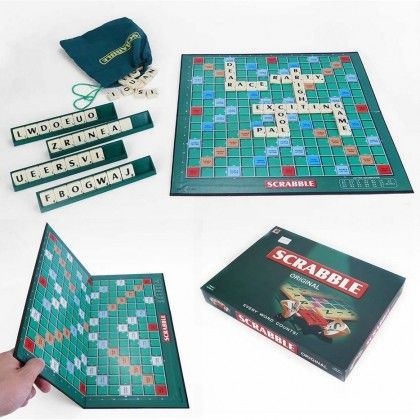 Scrabble Board Game 36×36cm – Classic Family Word Game for Kids & Adults, Early Childhood Educational Spelling Puzzle, Fun Learning Board Game for 2-4 Players – Improve Vocabulary & Strategy