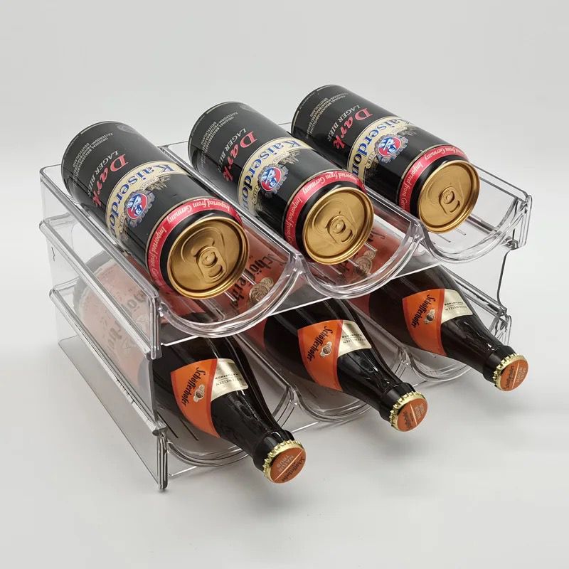 Triple Stackable Wine Bottle Rack & Glass Holder – Space-Saving Bottle Organizer for Fridge, Countertops & Kitchen Storage