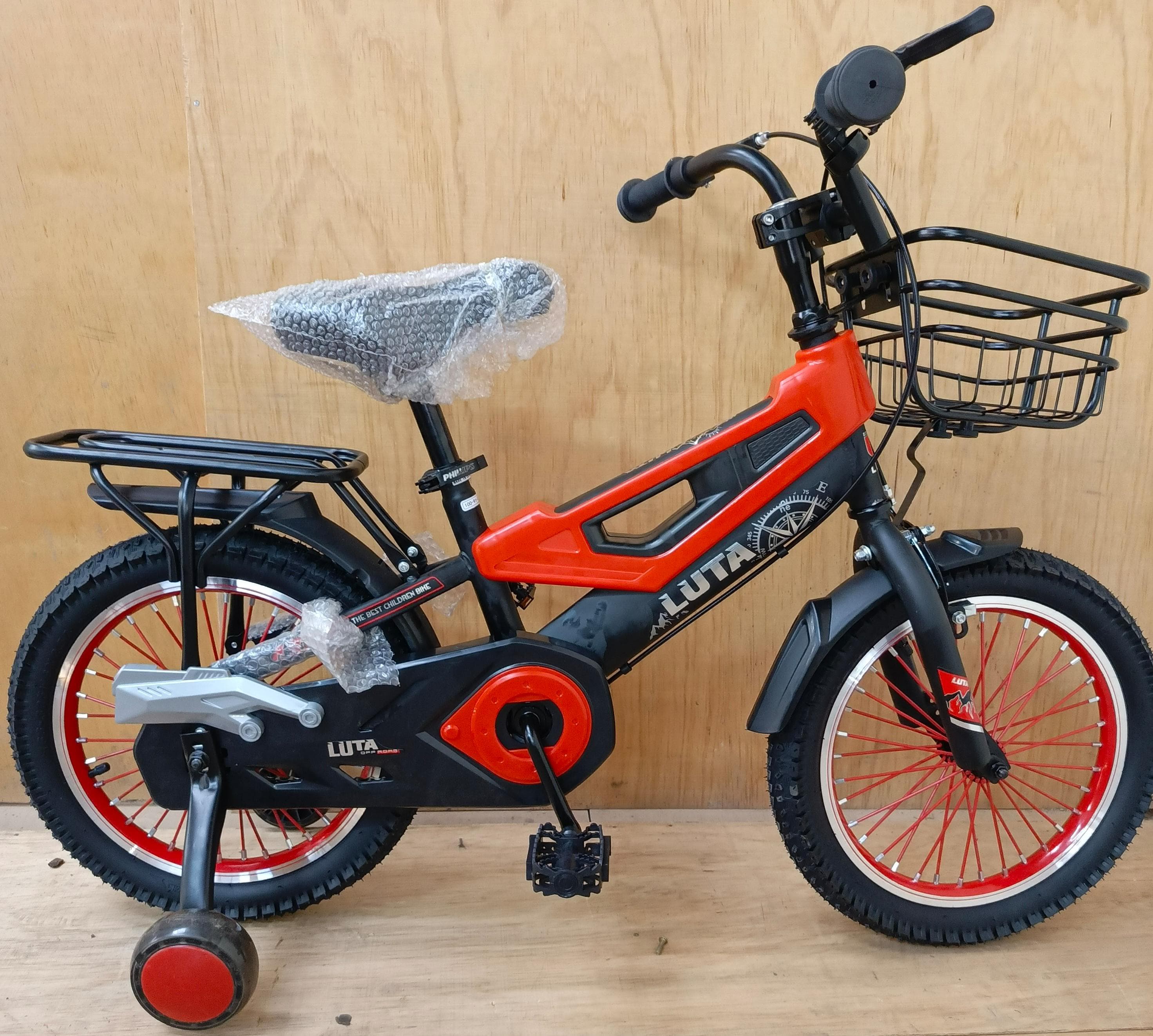 Luta Size 16 Kids Bicycle with Back Seat – Dual Seat Design, Training Wheels, Sturdy Steel Frame & Mudguards | Ideal for Ages 4–7 Beginner Riders