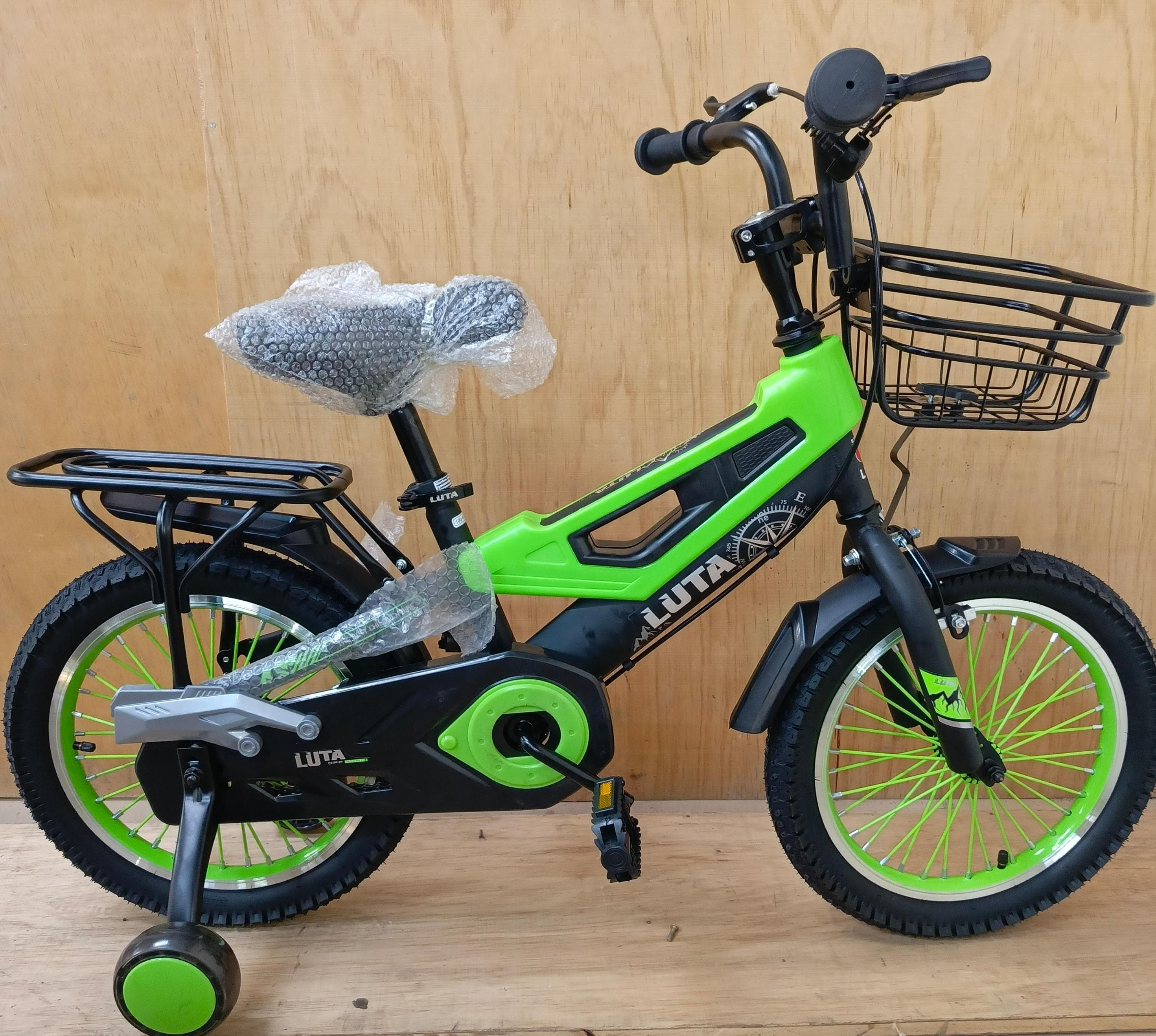 Luta Size 16 Kids Bicycle with Back Seat – Dual Seat Design, Training Wheels, Sturdy Steel Frame & Mudguards | Ideal for Ages 4–7 Beginner Riders
