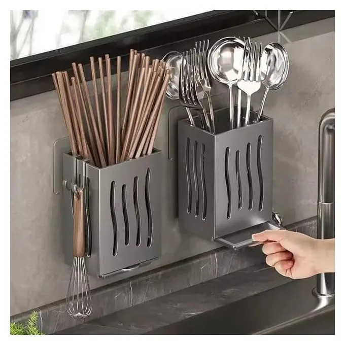 Wall Mounted Perforated Plastick Cultery Holder with drainer