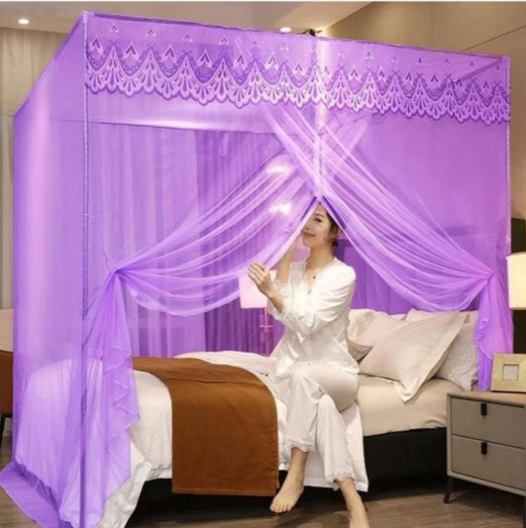 4*6,5*6,6*6 Purple Four Stand Metallic Mosquito Net with rail