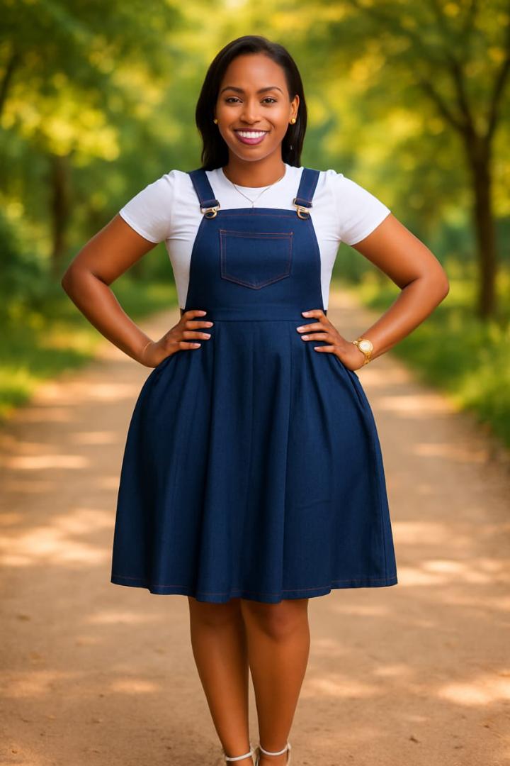 Denim dress + T-shirt