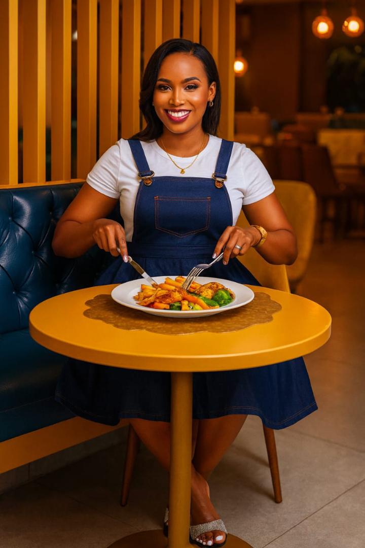 Denim dress + T-shirt