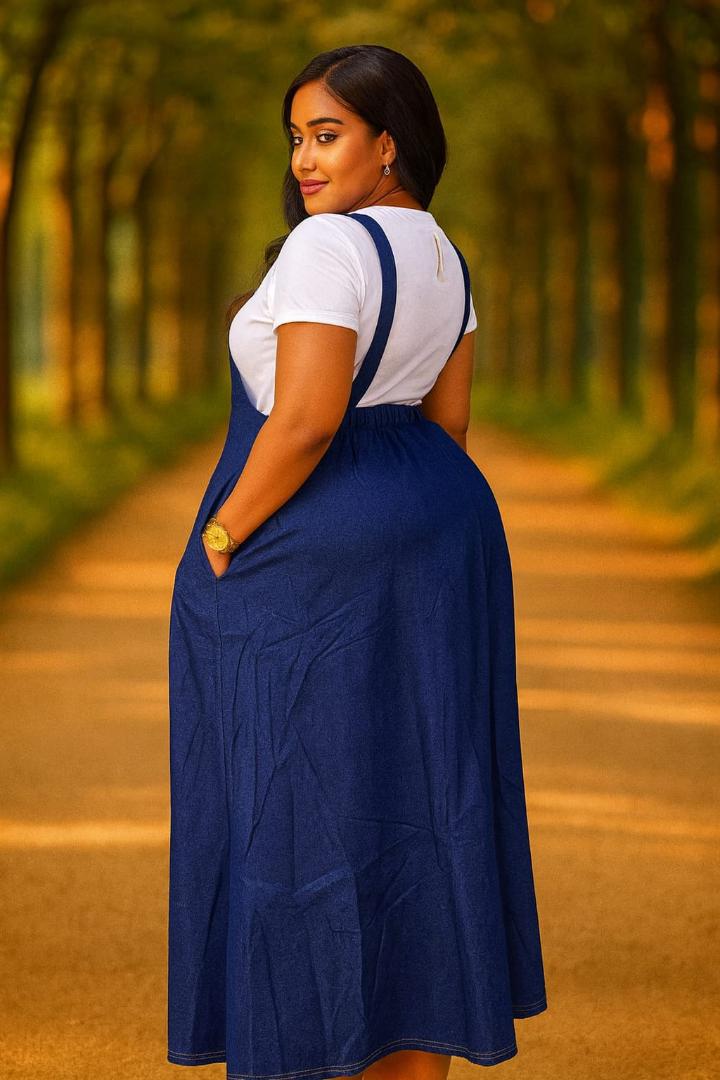 Maxi denim  dungaree dress set