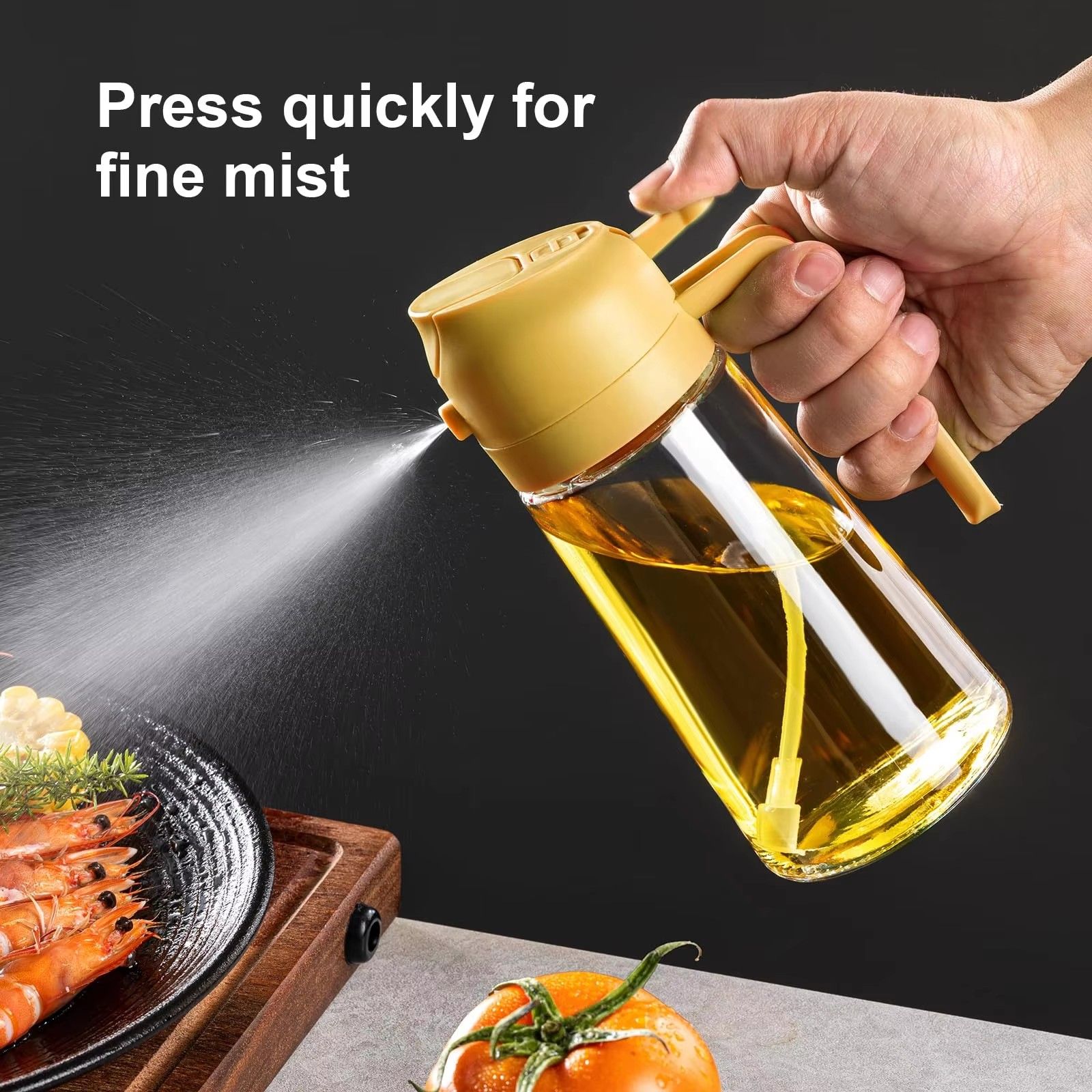 Cooking Kitchen Salad Barbecue 16oz/470ml 2 in 1 Oil Sprayer Bottle Olive Oil Dispenser Bottle for Kitchen and Air Fryer, Barbecue, Salad