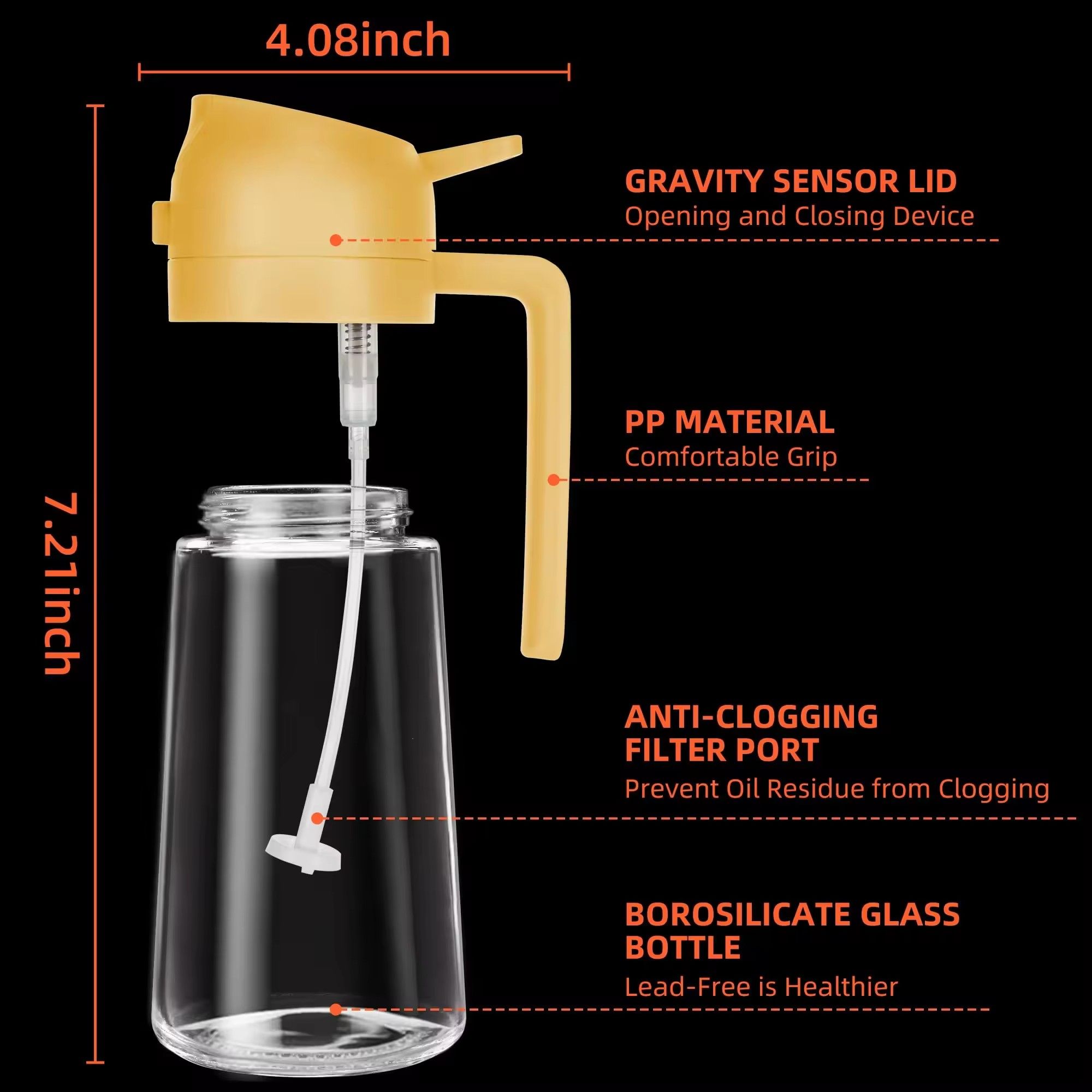 Cooking Kitchen Salad Barbecue 16oz/470ml 2 in 1 Oil Sprayer Bottle Olive Oil Dispenser Bottle for Kitchen and Air Fryer, Barbecue, Salad