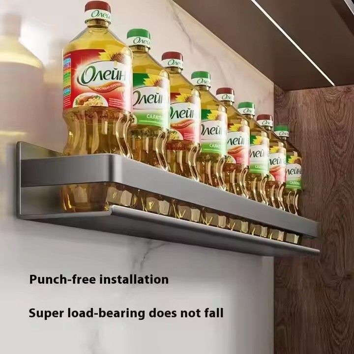 Thickened Accessible Luxury Wall-Mounted Carbon Steel Spice Rack Home Kitchen Shelf for Seasoning Metal Wall Storage Shelf,Kitchen Shelf ,Utensil Rack Kitchen ,Kitchen Storage，Kitchen Organization