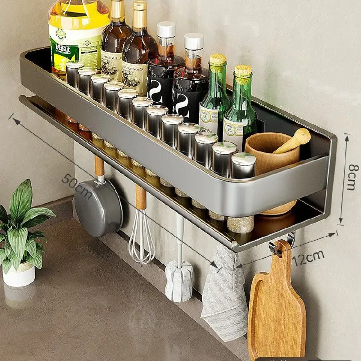 Thickened Accessible Luxury Wall-Mounted Carbon Steel Spice Rack Home Kitchen Shelf for Seasoning Metal Wall Storage Shelf,Kitchen Shelf ,Utensil Rack Kitchen ,Kitchen Storage，Kitchen Organization