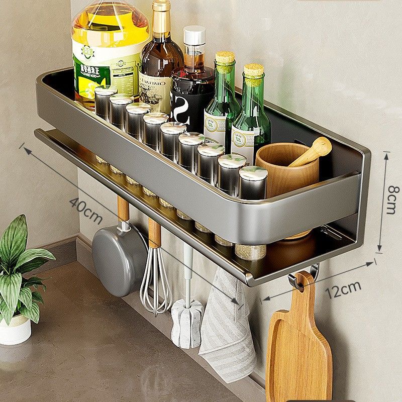 Thickened Accessible Luxury Wall-Mounted Carbon Steel Spice Rack Home Kitchen Shelf for Seasoning Metal Wall Storage Shelf,Kitchen Shelf ,Utensil Rack Kitchen ,Kitchen Storage，Kitchen Organization