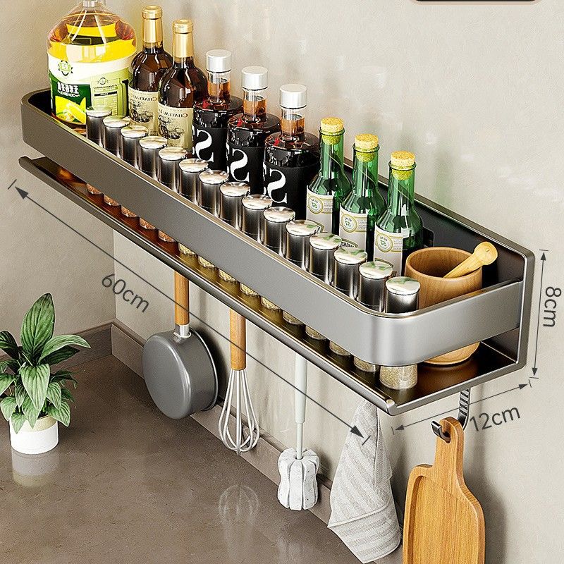 Thickened Accessible Luxury Wall-Mounted Carbon Steel Spice Rack Home Kitchen Shelf for Seasoning Metal Wall Storage Shelf,Kitchen Shelf ,Utensil Rack Kitchen ,Kitchen Storage，Kitchen Organization
