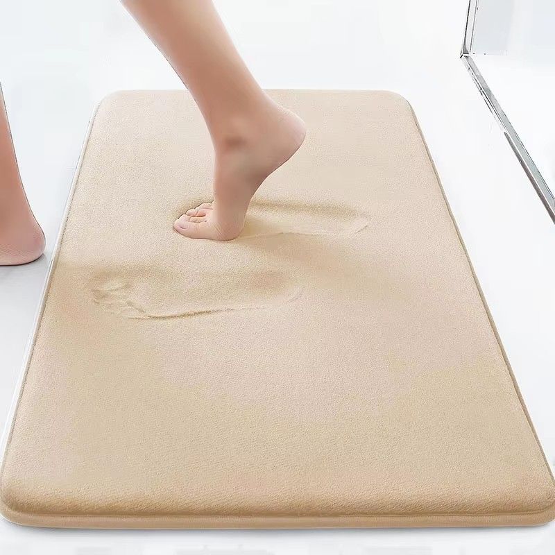 Hot Sale Solid Color Polyester Memory Sponge Flat Mat Toilet Door Non-slip Carpet Bathroom Absorbent Mat U Shape Mat Bath Rugs